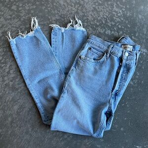 Agolde Light Blue Ankle Jeans with Distressed Hem